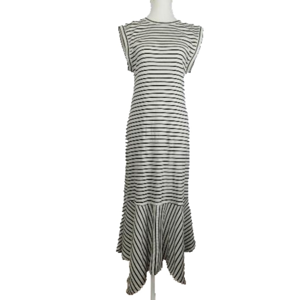 Daily Practice Anthropologie Highline Striped Maxi Dress Short Sleeve Casual